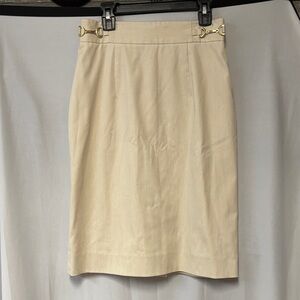 ANTONIO MELANI Cream Pencil Skirt with Gold Details